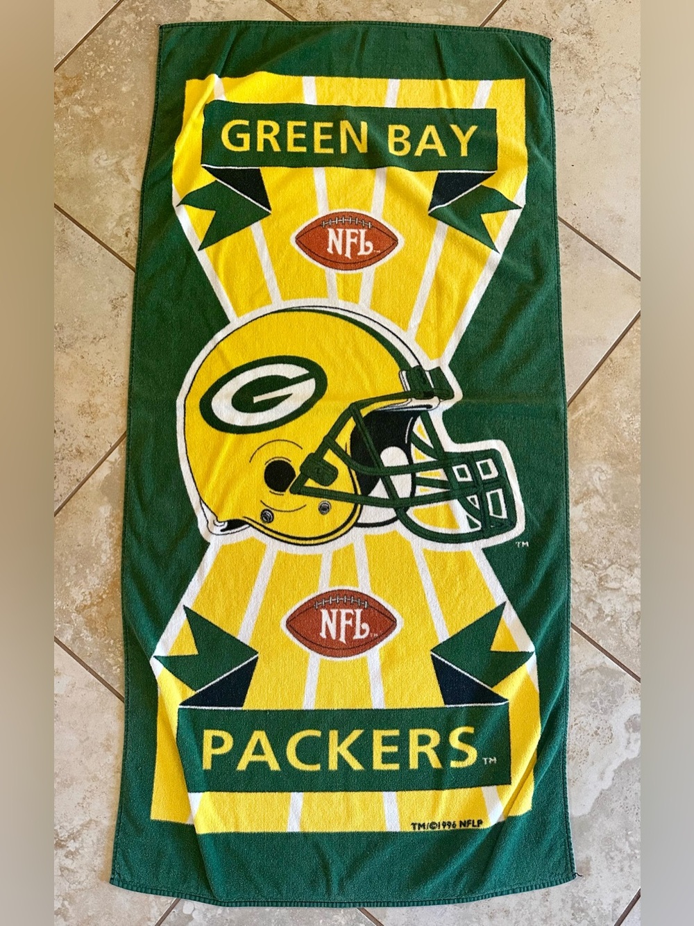 Vintage 1996 Green Bay Packers Beach Towel NFL Officially Licensed Product